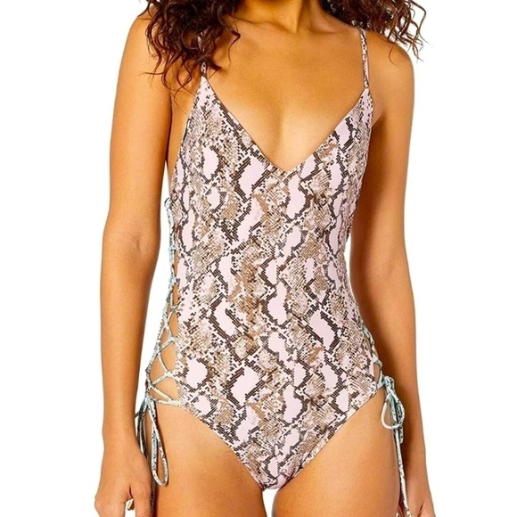 Rachel Rachel Roy Python Side Lace One Piece Swim